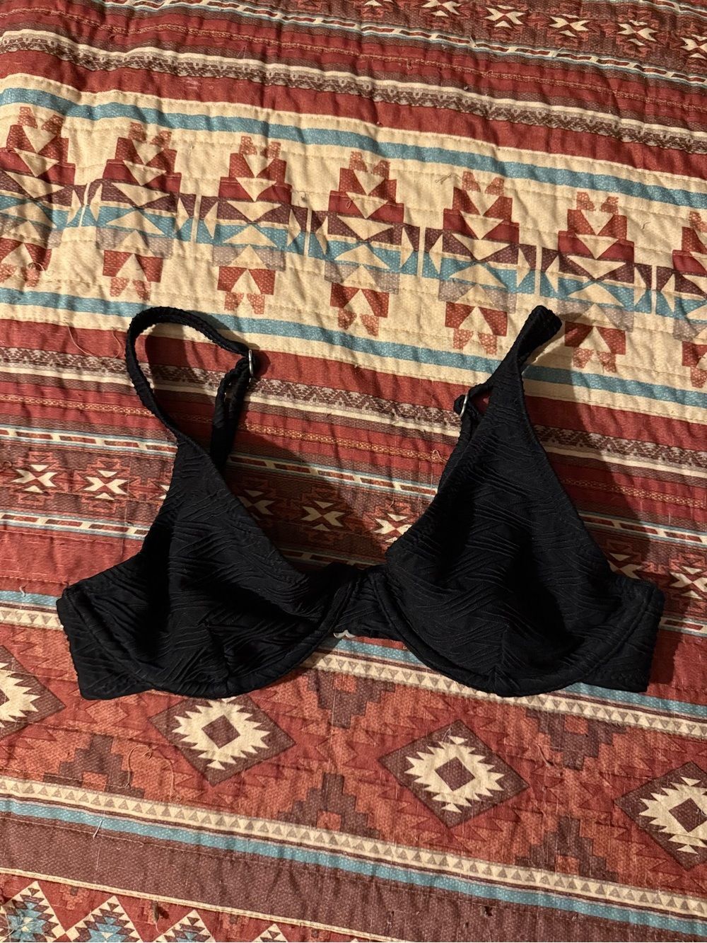 Rhythm Black Textured Bikini Top size small